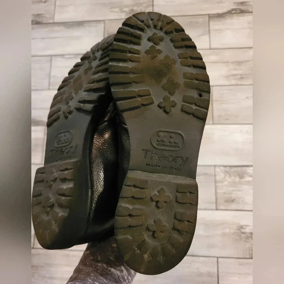 THEORY Men's black calfskin leather lace-up round toe minimalist oxfords 8.5 - Picture 12 of 16